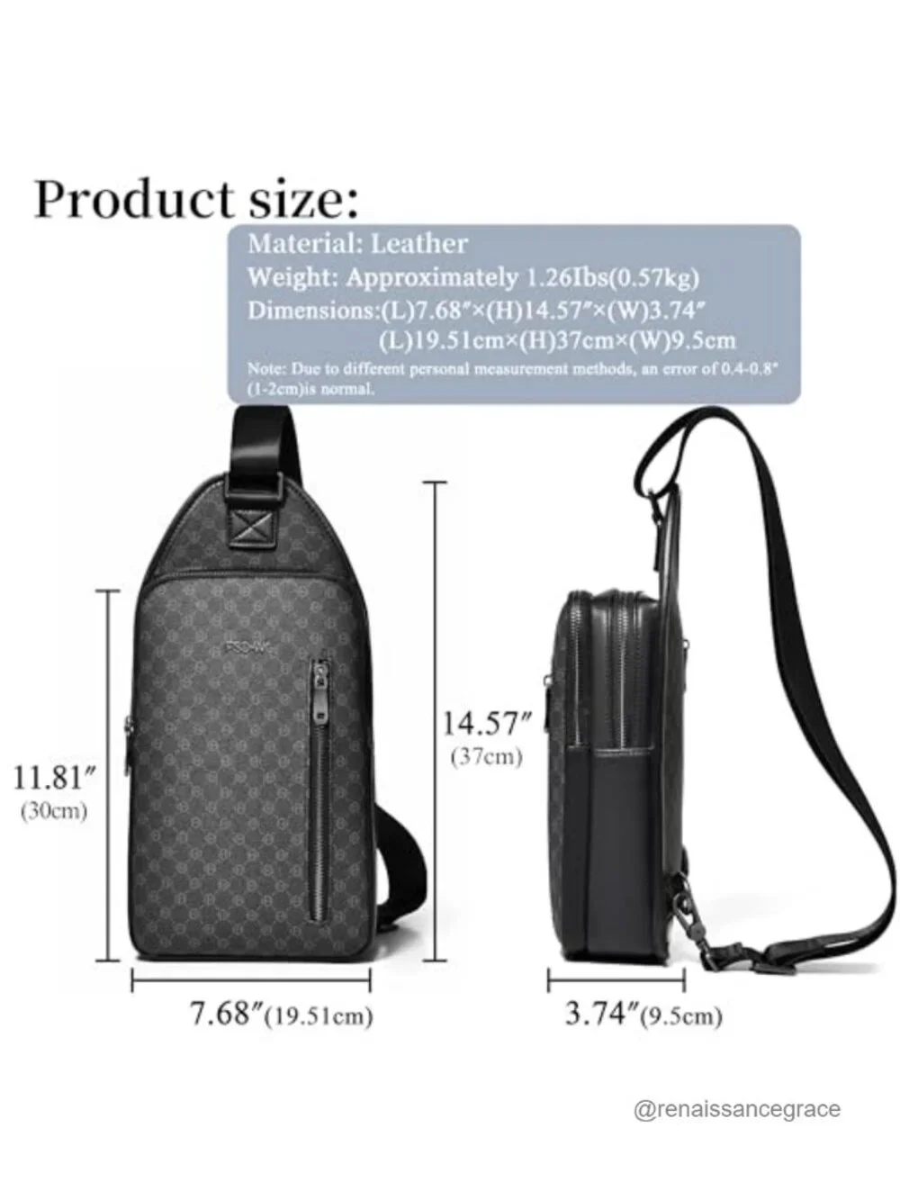 Men's PU Leather Sling Backpack Crossbody Shoulder Bag Travel Hiking